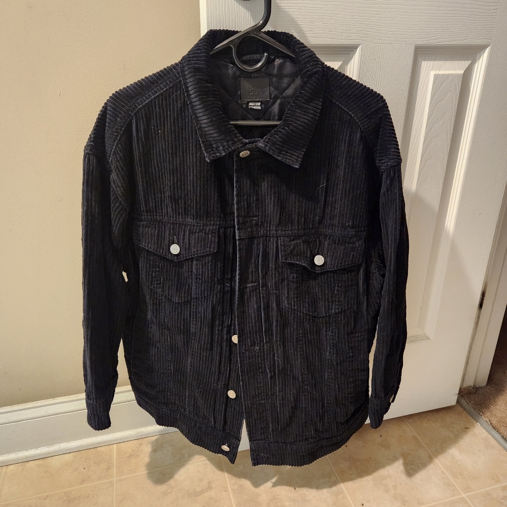 (BDG) Black Corduroy Button Up Collared Jacket, Fits XS-S